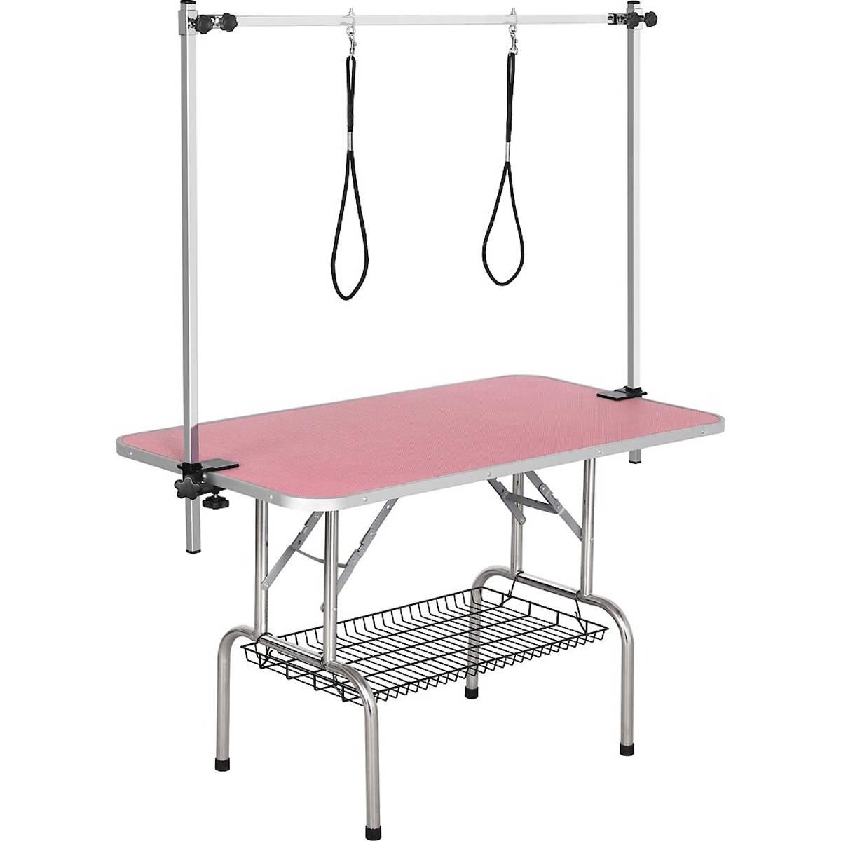 Yaheetech Foldable Retractable Bath Dog & Cat Grooming Table, Pink