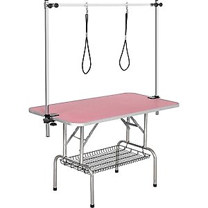 Yaheetech Foldable Retractable Bath Dog & Cat Grooming Table, Pink