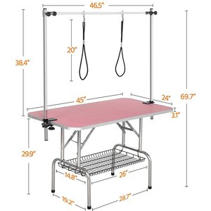 Yaheetech Foldable Retractable Bath Dog & Cat Grooming Table, Pink