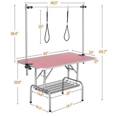 Show full view: Yaheetech Foldable Retractable Bath Dog & Cat Grooming Table, Pink slide 2 of 9