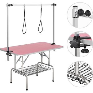 Yaheetech Foldable Retractable Bath Dog & Cat Grooming Table, Pink