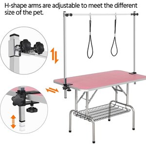 Yaheetech Foldable Retractable Bath Dog & Cat Grooming Table, Pink