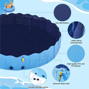 Yaheetech Hard Plastic Dog Pool with Sprinkler, Blue, XXX-Large, 71-in