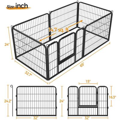 Show full view: Yaheetech Heavy Duty Metal Dog & Cat Playpen, Black, 24-in, 6-panel slide 3 of 10