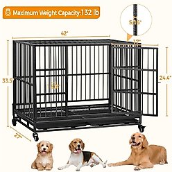 Yaheetech Indestructible Dog Crate, Black, 42-in slide 2 of 7