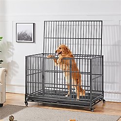 Yaheetech Indestructible Dog Crate, Black, 48-in