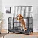 Yaheetech Indestructible Dog Crate, Black, 48-in