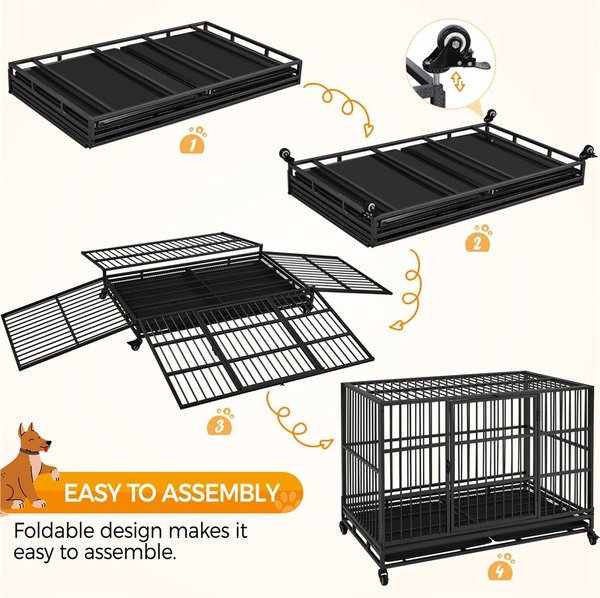 Yaheetech Indestructible Dog Crate, Black