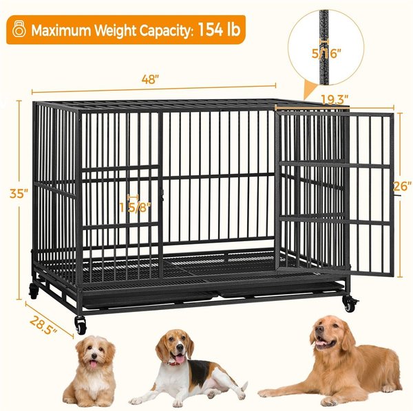 Yaheetech Indestructible Dog Crate, Black