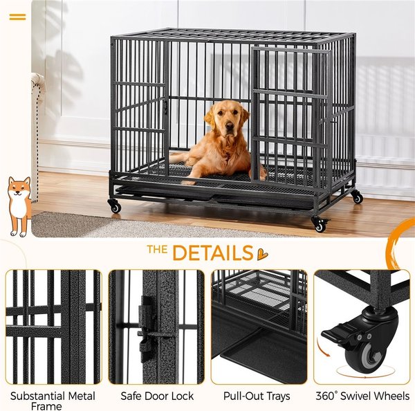 Yaheetech Indestructible Dog Crate, Black