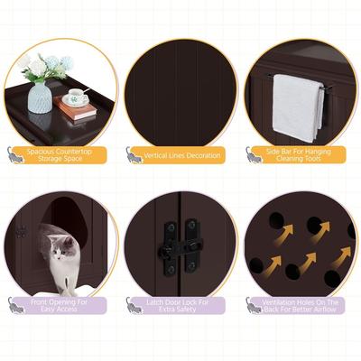 Show full view: Yaheetech Indoor Cat Litter Box Enclosure, Medium, Espresso slide 4 of 8