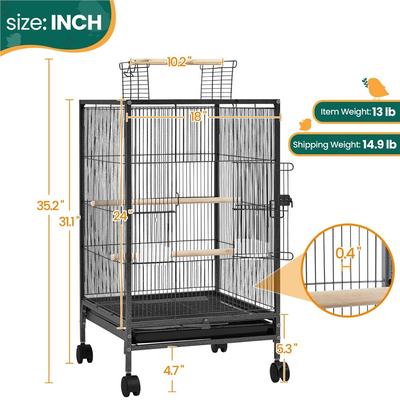 Show full view: Yaheetech Iron Bird Cage, Black, 35.2-in slide 3 of 8