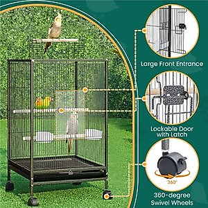 Yaheetech Iron Bird Cage, Black, 35.2-in