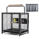 Yaheetech Iron Travel Bird Cage Carrier, Hammered Black, 26-in
