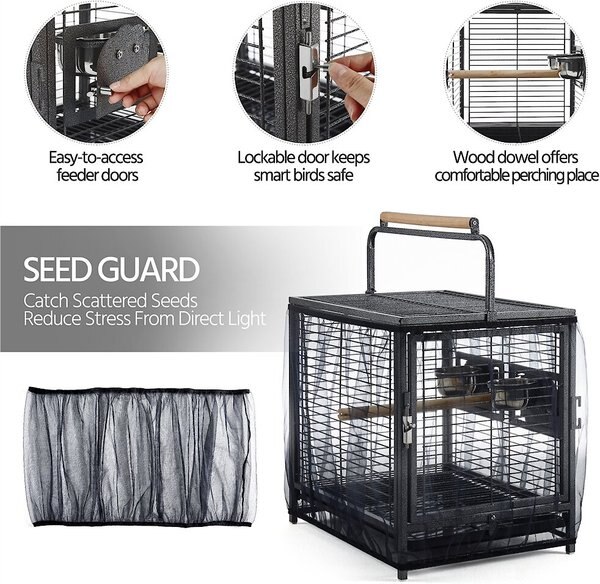 Yaheetech Iron Travel Bird Cage Carrier, Hammered Black, 26-in