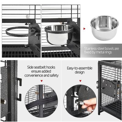 Show full view: Yaheetech Iron Travel Bird Cage Carrier, Hammered Black, 26-in slide 6 of 9