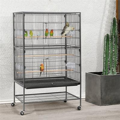 Show full view: Yaheetech Large Bird Rolling Cage & Storage Shelf, Hammered Black, 52-in H slide 2 of 10