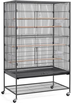 Show full view: Yaheetech Large Bird Rolling Cage & Storage Shelf, Hammered Black, 60.5-in H slide 2 of 11