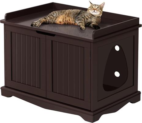 Show full view: Yaheetech Litter Box Furniture Cat House, Espresso, Large slide 3 of 10