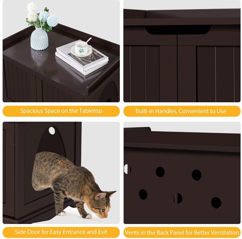 Yaheetech Litter Box Furniture Cat House, Espresso