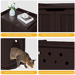Yaheetech Litter Box Furniture Cat House, Espresso, Large