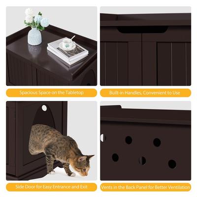 Show full view: Yaheetech Litter Box Furniture Cat House, Espresso, Large slide 5 of 10