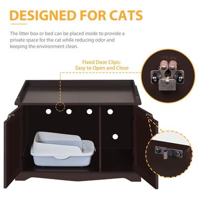 Show full view: Yaheetech Litter Box Furniture Cat House, Espresso, Large slide 6 of 10