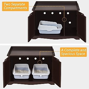 Yaheetech Litter Box Furniture Cat House, Espresso, Large