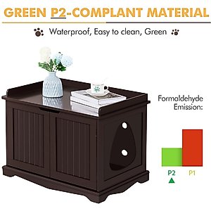 Yaheetech Litter Box Furniture Cat House, Espresso, Large