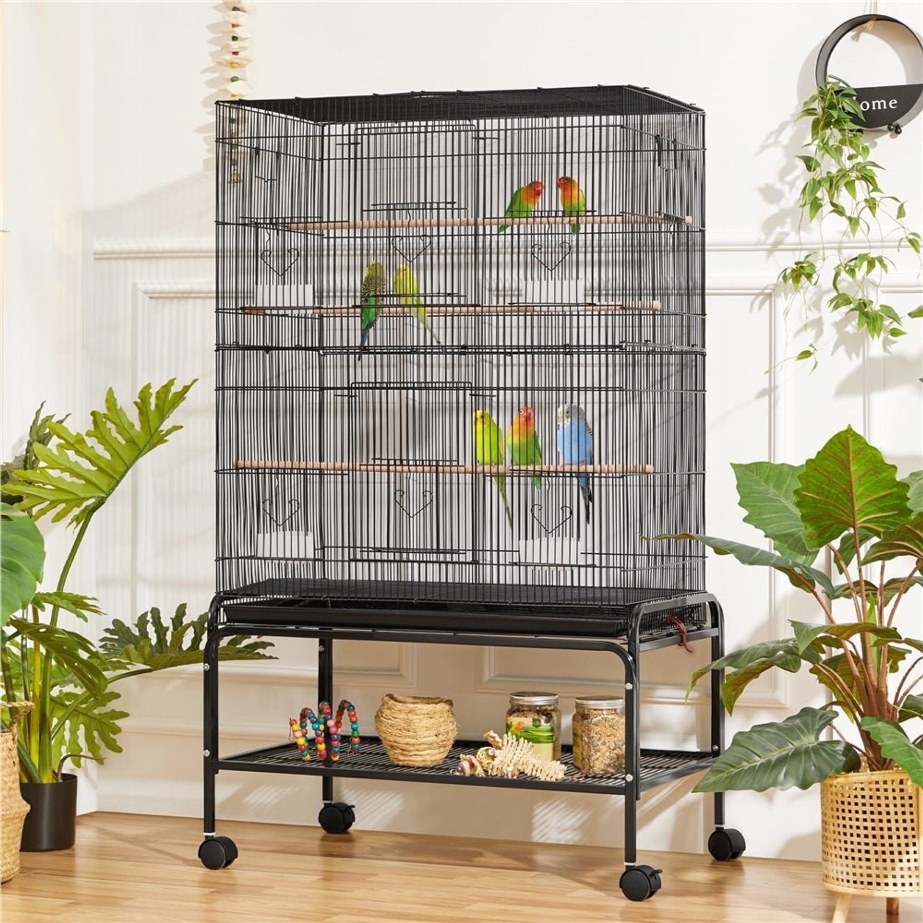 Yaheetech Metal Cockatoo Cage, Black, 53-in