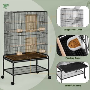 Yaheetech Metal Cockatoo Cage, Black, 53-in