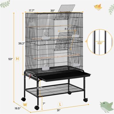 Show full view: Yaheetech Metal Cockatoo Cage, Black, 53-in slide 3 of 6