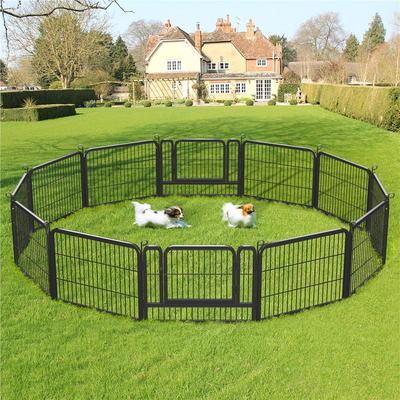 YAHEETECH Heavy Duty Metal Dog Cat Playpen, Black, 24-in, 12