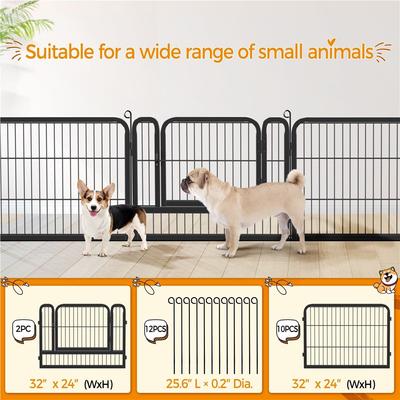 Show full view: Yaheetech Heavy Duty Metal Dog & Cat Playpen, Black, 24-in, 12-panel slide 4 of 8