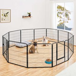 Yaheetech Heavy Duty Metal Dog & Cat Playpen, Black, 32-in, 12-panel