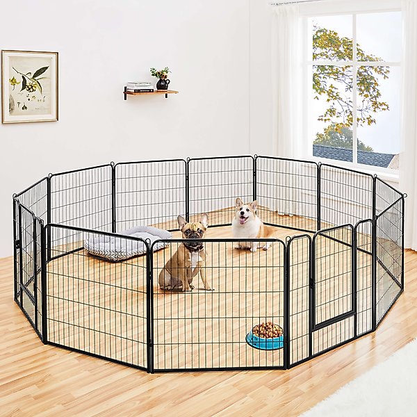 Show full view: Yaheetech Heavy Duty Metal Dog & Cat Playpen, Black, 32-in, 12-panel slide 1 of 10