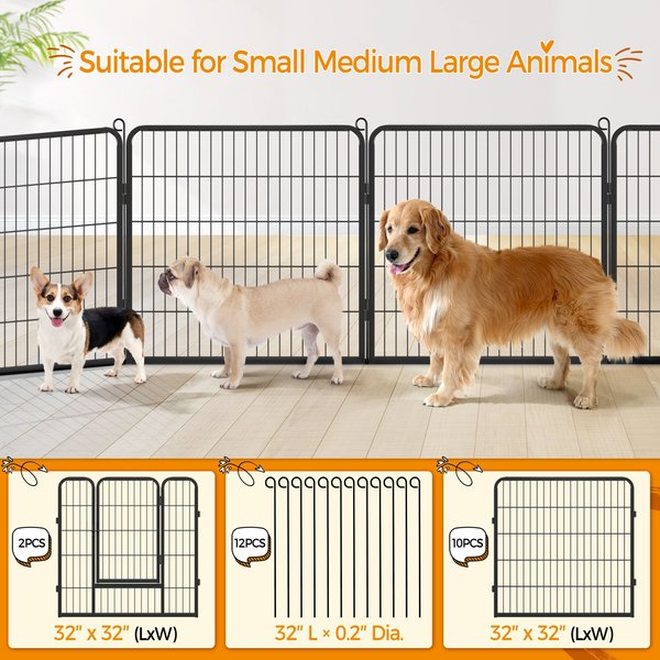 Show full view: Yaheetech Heavy Duty Metal Dog & Cat Playpen, Black, 32-in, 12-panel slide 4 of 10