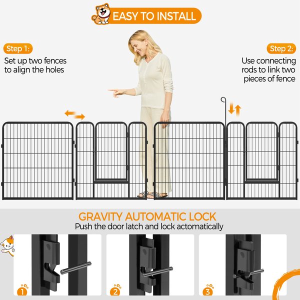 Show full view: Yaheetech Heavy Duty Metal Dog & Cat Playpen, Black, 32-in, 12-panel slide 5 of 10