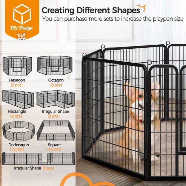 Show full view: Yaheetech Heavy Duty Metal Dog & Cat Playpen, Black, 32-in, 12-panel slide 6 of 10