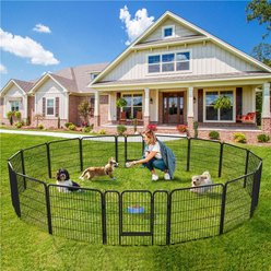 Yaheetech Metal Dog Exercise Playpen, Black, 16-Panel, 32-in
