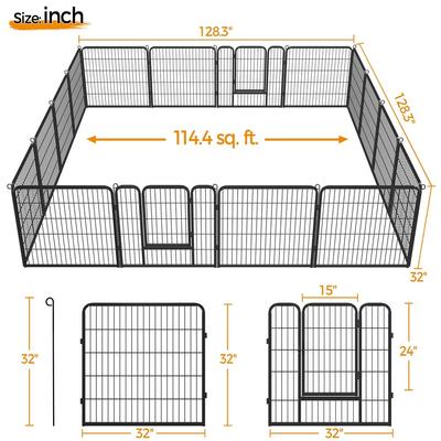 Show full view: Yaheetech Heavy Duty Metal Dog & Cat Playpen, Black, 32-in, 16-panel slide 4 of 9