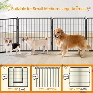 Yaheetech Heavy Duty Metal Dog & Cat Playpen, Black, 32-in, 16-panel