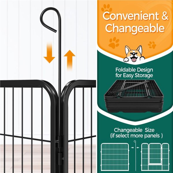 Show full view: Yaheetech Heavy Duty Metal Dog & Cat Playpen, Black, 32-in, 16-panel slide 7 of 8