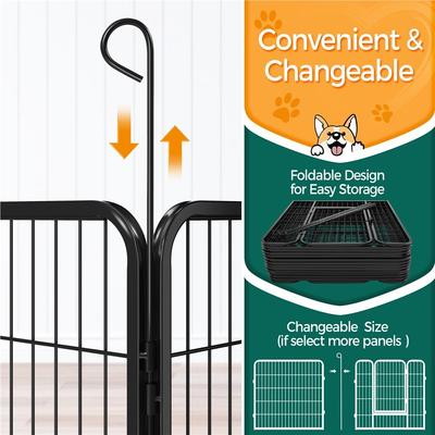 Show full view: Yaheetech Heavy Duty Metal Dog & Cat Playpen, Black, 32-in, 16-panel slide 8 of 9