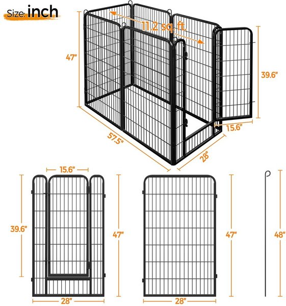 Show full view: Yaheetech Metal Dog Playpen, 6-Panel, 47-in slide 3 of 9