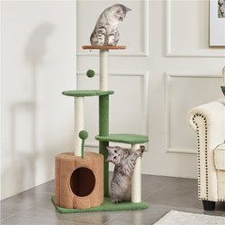 Yaheetech Modern 42-in Plush Cat Tree & Condo, Green/Brown