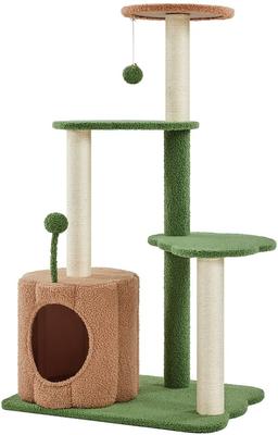 Show full view: Yaheetech Modern 42-in Plush Cat Tree & Condo, Green/Brown slide 3 of 9