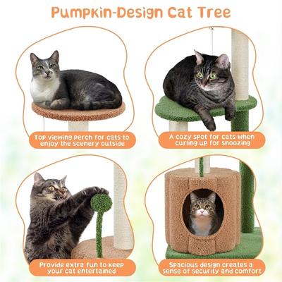 Show full view: Yaheetech Modern 42-in Plush Cat Tree & Condo, Green/Brown slide 5 of 9