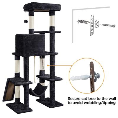 Show full view: Yaheetech Multi-Level 63-in Plush Cat Tree, Black slide 9 of 11