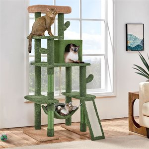 Yaheetech Multi-Level 63-in Plush Cat Tree, Green/Brown